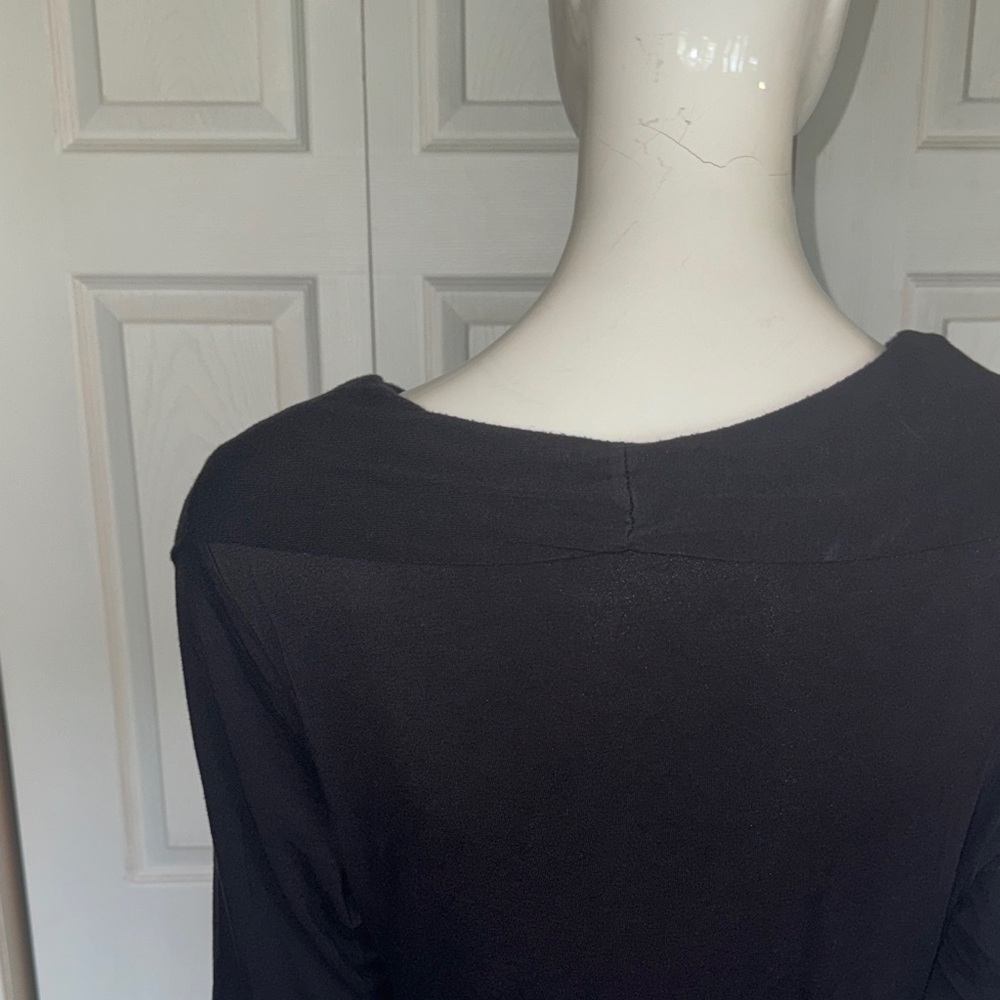 VENUS Elegant Black Long Sleeve  ruched Dress - Picture 6 of 8